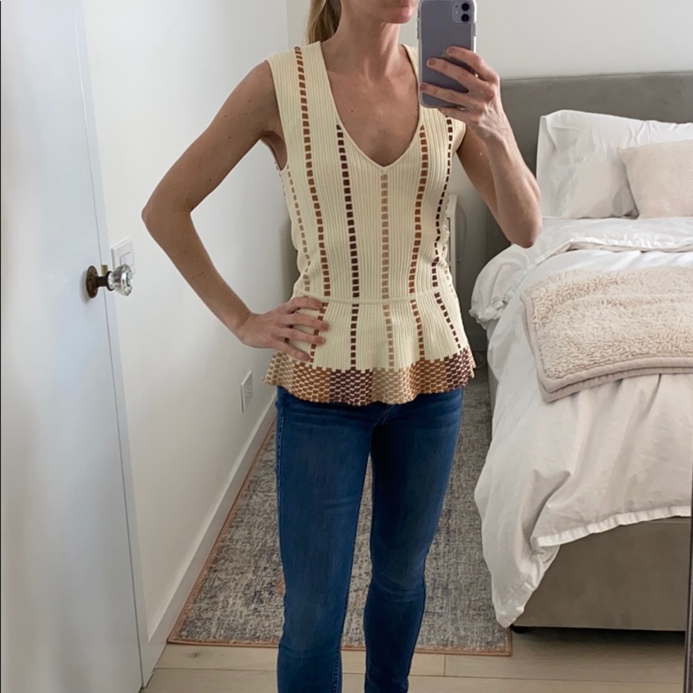 BCBG peplum sleeveless top